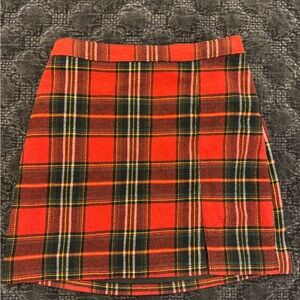 Hollister Red and Black Plaid A-Line Skirt